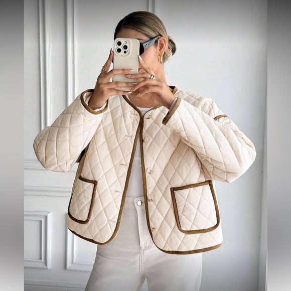 Jackets & Blazers - Women's Cream Quilted Jacket
